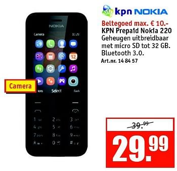 Aanbiedingen Kpn prepaid nokia 220 - Nokia - Geldig van 01/09/2014 tot 14/09/2014 bij Kijkshop
