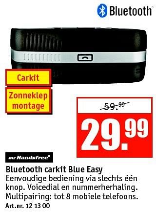 Aanbiedingen Bluetooth carkit blue easy - Mr. Handsfree - Geldig van 01/09/2014 tot 14/09/2014 bij Kijkshop