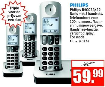 Aanbiedingen Philips d5003b-22 - Philips - Geldig van 01/09/2014 tot 14/09/2014 bij Kijkshop