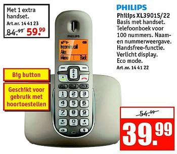Aanbiedingen Philips xl3901s-22 - Philips - Geldig van 01/09/2014 tot 14/09/2014 bij Kijkshop