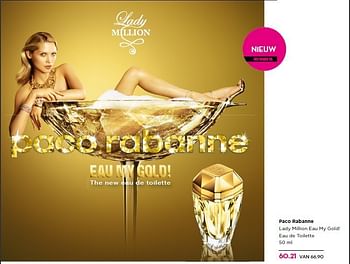 Aanbiedingen Paco rabanne lady million eau my gold! eau de toilette - Paco Rabanne - Geldig van 01/09/2014 tot 21/09/2014 bij Vroom & Dreesman