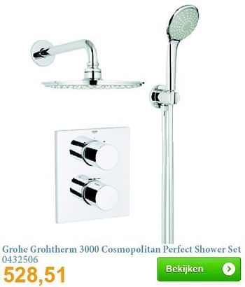 Aanbiedingen Grohe grohtherm 3000 cosmopolitan perfect shower set 0432506 - Grohe - Geldig van 01/09/2014 tot 30/09/2014 bij Sanitairwinkel