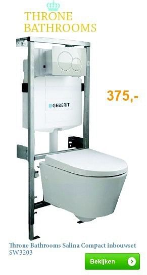 Aanbiedingen Throne bathrooms salina compact inbouwset sw3203 - Throne Bathrooms - Geldig van 01/09/2014 tot 30/09/2014 bij Sanitairwinkel