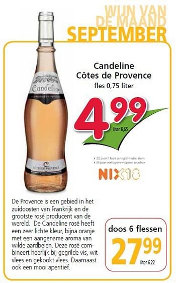 Aanbiedingen Candeline côtes de provence - Rosé wijnen - Geldig van 04/09/2014 tot 10/09/2014 bij Attent
