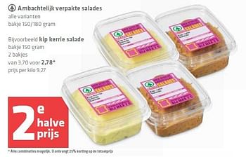 Aanbiedingen Ambachtelijk verpakte salades - Spar - Geldig van 04/09/2014 tot 10/09/2014 bij Spar