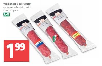 Aanbiedingen Weidenaar slagersworst - Weidenaar - Geldig van 04/09/2014 tot 10/09/2014 bij Spar