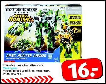 Aanbiedingen Transformers beasthunters - Transformers - Geldig van 06/09/2014 tot 21/09/2014 bij Bart Smit