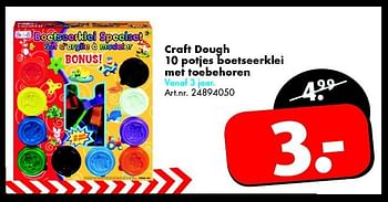 Aanbiedingen Craft dough 10 potjes boetseerklei met toebehoren - Huismerk - Bart Smit - Geldig van 06/09/2014 tot 21/09/2014 bij Bart Smit