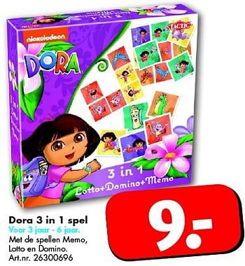Aanbiedingen Dora 3 in 1 spel - Dora - Geldig van 06/09/2014 tot 21/09/2014 bij Bart Smit