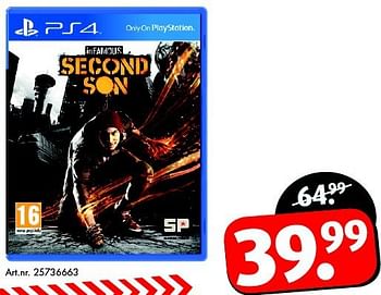 Aanbiedingen Playstation 4 second son - Sony Computer Entertainment Europe - Geldig van 06/09/2014 tot 21/09/2014 bij Bart Smit