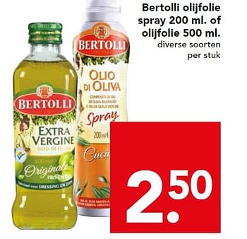 Aanbiedingen Bertolli olijfolie spray of olijfolie - Bertolli - Geldig van 07/09/2014 tot 13/09/2014 bij Deen Supermarkten
