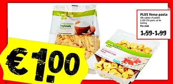 Aanbiedingen Plus verse pasta alle zakken of pakken à 200-250 gram, uit de koeling - Huismerk - Plus - Geldig van 07/09/2014 tot 13/09/2014 bij Plus