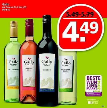 Aanbiedingen Gallo - Rode wijnen - Geldig van 07/09/2014 tot 13/09/2014 bij Plus