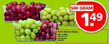 Aanbiedingen Plus druiven blauw, wit of mix - Huismerk - Plus - Geldig van 07/09/2014 tot 13/09/2014 bij Plus