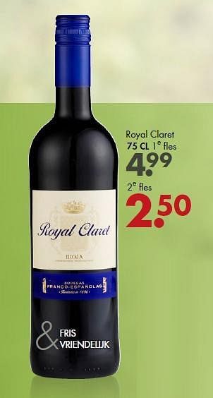 Aanbiedingen Royal claret - Rode wijnen - Geldig van 07/09/2014 tot 20/09/2014 bij Mitra
