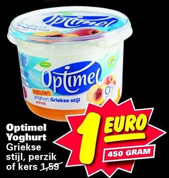 Aanbiedingen Optimel yoghurt griekse stijl, perzik - Optimel - Geldig van 08/09/2014 tot 14/09/2014 bij Nettorama