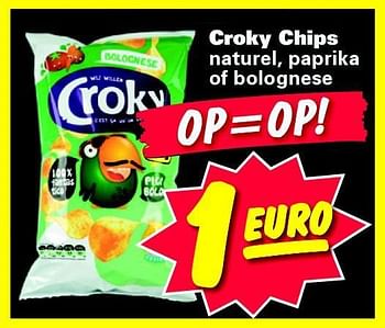 Aanbiedingen Croky chips naturel, paprika of bolognese - Croky - Geldig van 08/09/2014 tot 14/09/2014 bij Nettorama