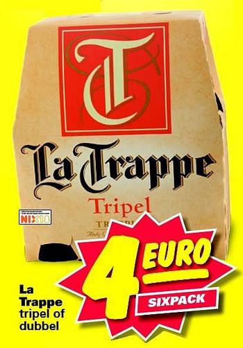 Aanbiedingen La trappe tripel of dubbel - La trappe - Geldig van 08/09/2014 tot 14/09/2014 bij Nettorama