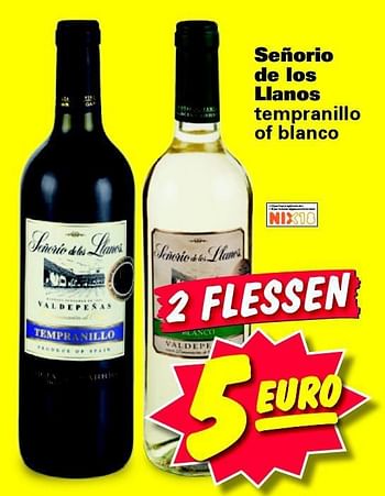 Aanbiedingen Señorio de los llanos tempranillo of blanco - Rode wijnen - Geldig van 08/09/2014 tot 14/09/2014 bij Nettorama
