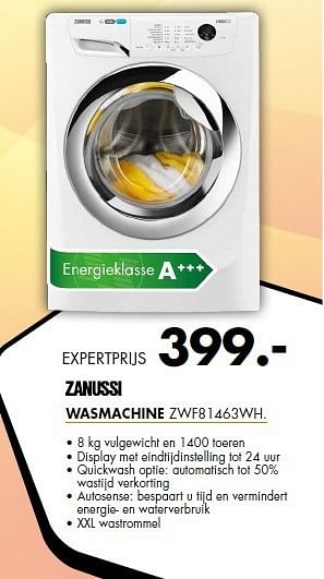 Aanbiedingen Zanussi wasmachine zwf81463wh - Zanussi - Geldig van 08/09/2014 tot 14/09/2014 bij Expert