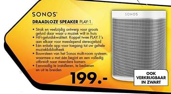 Aanbiedingen Sonos draadloze speaker play:1 - Sonos - Geldig van 08/09/2014 tot 14/09/2014 bij Expert