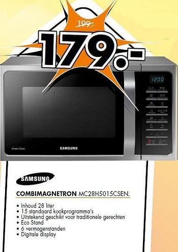 Aanbiedingen Samsung combimagnetron mc28h5015csen - Samsung - Geldig van 08/09/2014 tot 14/09/2014 bij Expert
