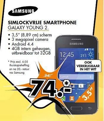 Aanbiedingen Samsung simlockvrije smartphone galaxy young 2 - Samsung - Geldig van 08/09/2014 tot 14/09/2014 bij Expert