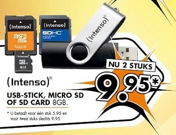 Aanbiedingen Usb-stick, micro sd of sd card 8gb - Intenso - Geldig van 08/09/2014 tot 14/09/2014 bij Expert
