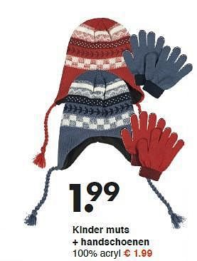 Aanbiedingen Kinder muts + handschoenen - Huismerk - Wibra - Geldig van 08/09/2014 tot 20/09/2014 bij Wibra