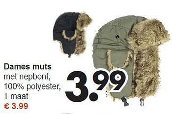 Aanbiedingen Dames muts met nepbont, 100% polyester - Huismerk - Wibra - Geldig van 08/09/2014 tot 20/09/2014 bij Wibra