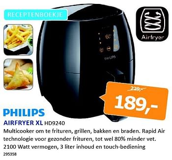 Aanbiedingen Philips airfryer xl hd9240 - Philips - Geldig van 08/09/2014 tot 21/09/2014 bij De Harense Smid