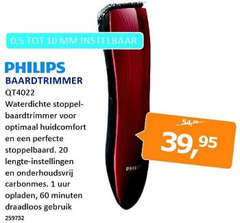 Aanbiedingen Philips baardtrimmer qt4022 - Philips - Geldig van 08/09/2014 tot 21/09/2014 bij De Harense Smid