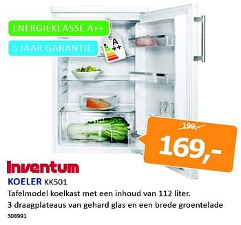 Aanbiedingen Inventum koeler kk501 - Inventum - Geldig van 08/09/2014 tot 21/09/2014 bij De Harense Smid