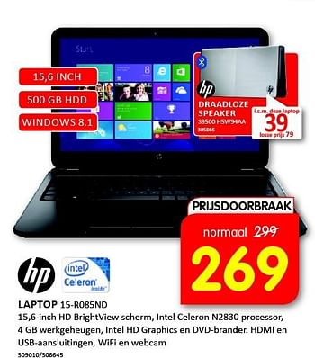 Aanbiedingen Hp laptop 15-r085nd - HP - Geldig van 08/09/2014 tot 21/09/2014 bij It's Electronics