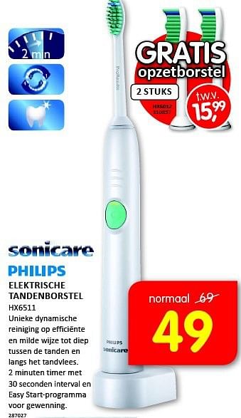 Aanbiedingen Philips elektrische tandenborstel hx6511 - Philips - Geldig van 08/09/2014 tot 21/09/2014 bij It's Electronics
