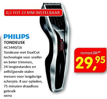 Aanbiedingen Philips tondeuse hc5440-16 - Philips - Geldig van 08/09/2014 tot 21/09/2014 bij It's Electronics