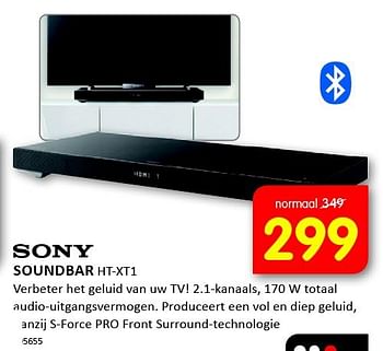 Aanbiedingen Sony soundbar ht-xt1 - Sony - Geldig van 08/09/2014 tot 21/09/2014 bij It's Electronics