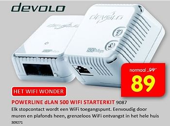 Aanbiedingen Devolo powerline dlan 500 wifi starterkit 9087 - Devolo - Geldig van 08/09/2014 tot 21/09/2014 bij It's Electronics