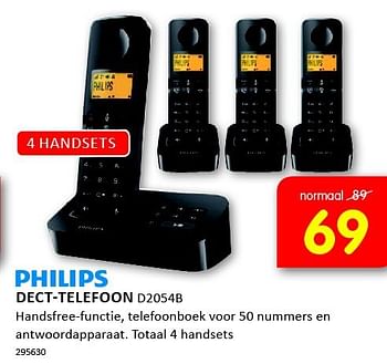 Aanbiedingen Philips dect-telefoon d2054b - Philips - Geldig van 08/09/2014 tot 21/09/2014 bij It's Electronics