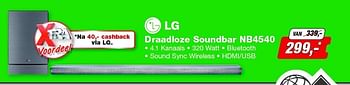 Aanbiedingen Lg draadloze soundbar nb4540 - LG - Geldig van 08/09/2014 tot 21/09/2014 bij ElectronicPartner