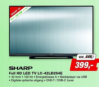 Aanbiedingen Sharp full hd led tv lc-42ld264e - Sharp - Geldig van 08/09/2014 tot 21/09/2014 bij ElectronicPartner