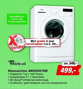 Aanbiedingen Whirlpool wasmachine awo6587sm - Whirlpool - Geldig van 08/09/2014 tot 21/09/2014 bij ElectronicPartner