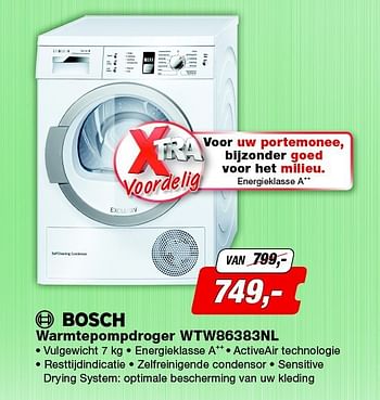 Aanbiedingen Bosch warmtepompdroger wtw86383nl - Bosch - Geldig van 08/09/2014 tot 21/09/2014 bij ElectronicPartner