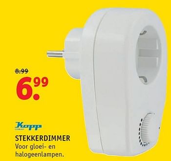 Aanbiedingen Stekkerdimmer voor gloei- en halogeenlampen - Kapp - Geldig van 08/09/2014 tot 21/09/2014 bij Fixet