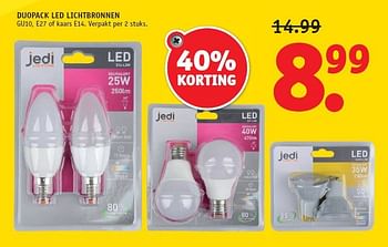 Aanbiedingen Duopack led lichtbronnen - Jedi - Geldig van 08/09/2014 tot 21/09/2014 bij Fixet