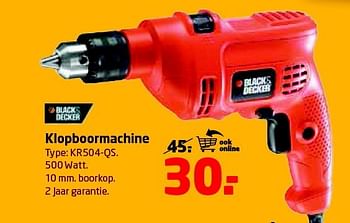 Aanbiedingen Black + decker klopboormachine kr504-qs - Black &amp; Decker - Geldig van 08/09/2014 tot 21/09/2014 bij Formido