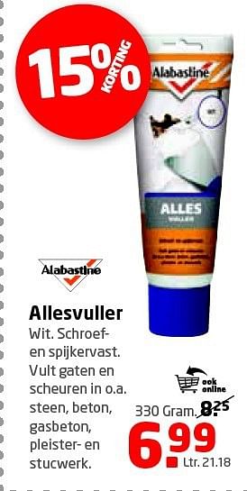 Aanbiedingen Allesvuller - Alabastine - Geldig van 08/09/2014 tot 21/09/2014 bij Formido
