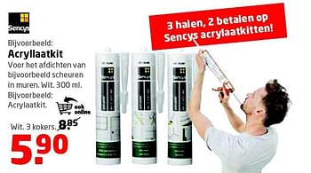 Aanbiedingen Acryllaatkit voor het afdichten van bijvoorbeeld scheuren in muren - Sencys - Geldig van 08/09/2014 tot 21/09/2014 bij Formido
