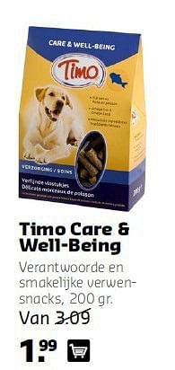 Aanbiedingen Timo care + well-being - Timo - Geldig van 08/09/2014 tot 21/09/2014 bij Pets Place
