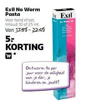 Aanbiedingen Exil no worm pasta - Exil - Geldig van 08/09/2014 tot 21/09/2014 bij Pets Place